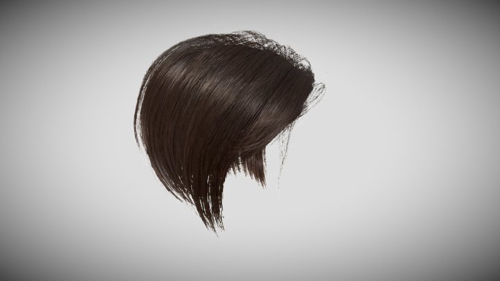 Real Time Hair Card Female Hairstyle part 01 3D Model