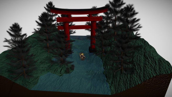 Japanese Gate | Peaceful Mountain Journey 3D Model