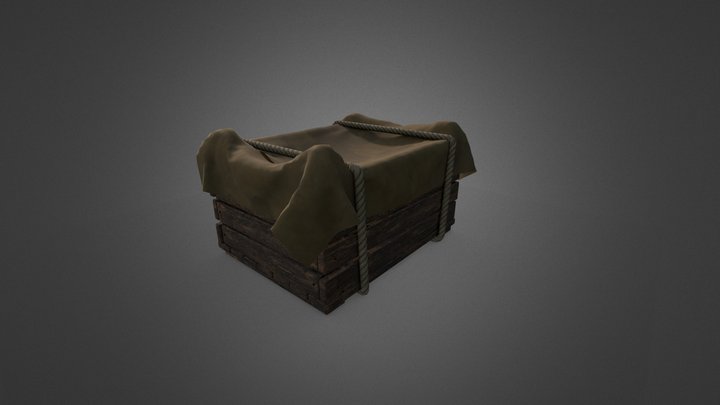 Old Wooden Box 3D Model