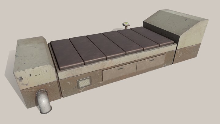 Simple Retrofuturism Sci-Fi Bed 3D Model