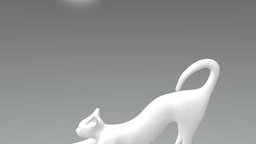 Cat Stretching 3D Model