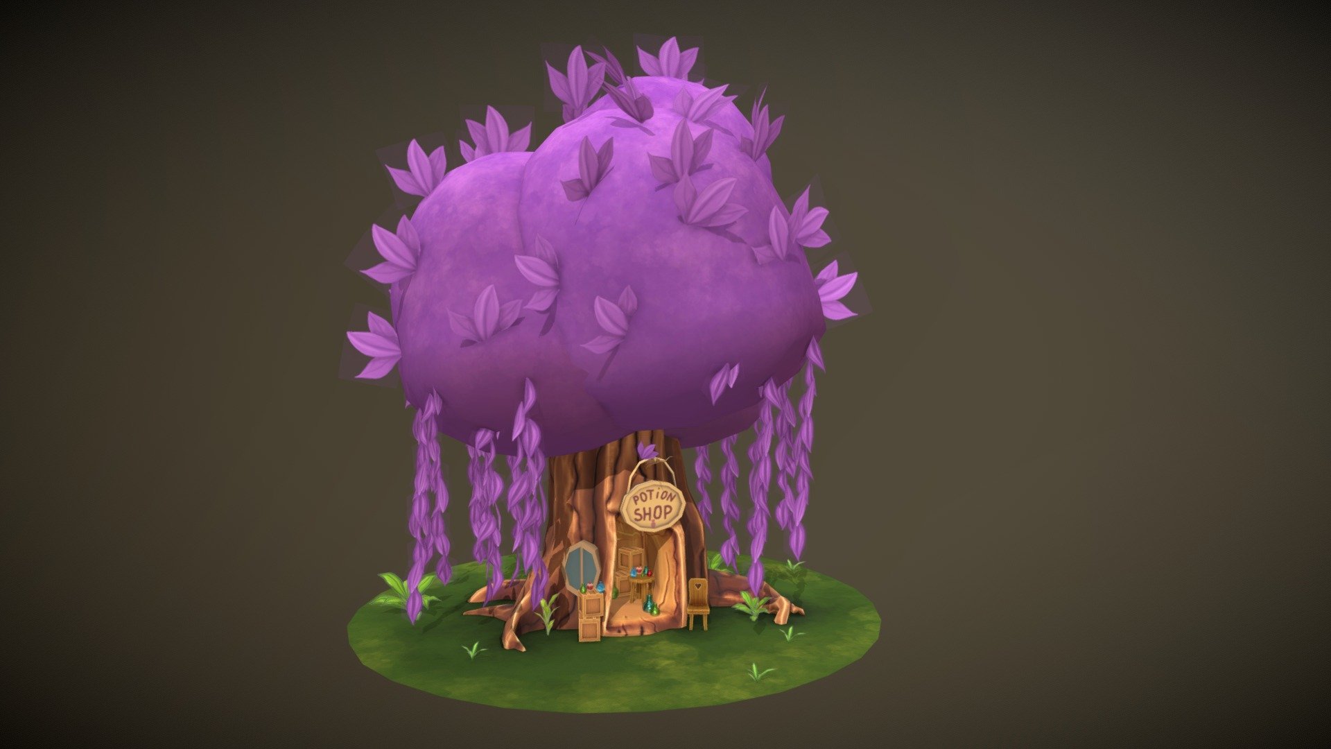 Stylized forest potion shop inside the old tree - 3D model by Scritta ...