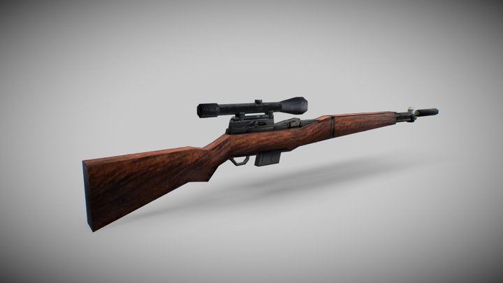 M1 Garand Modified, PS1 Style 3D Model