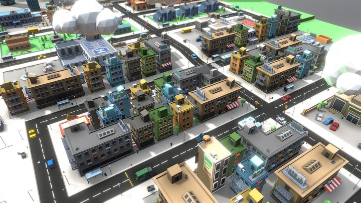 Low Poly City Pack 3D Model