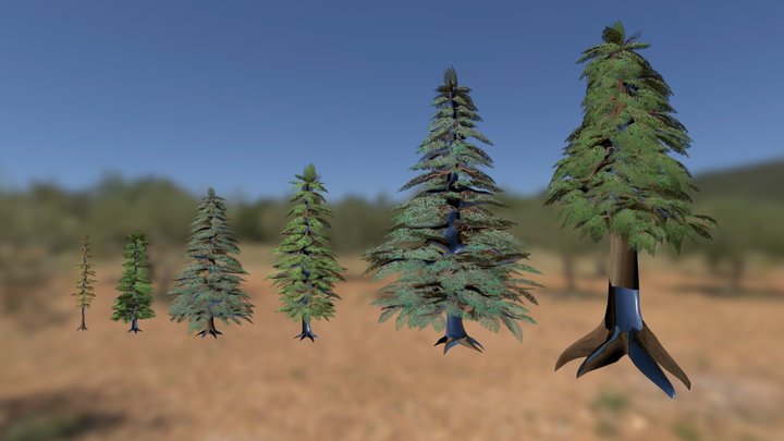 Various Coniferous Trees - Game Assets 3D Model
