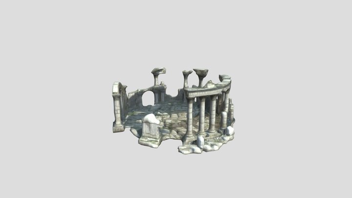 ancient stone ruins with sanctuary and columns 3D Model