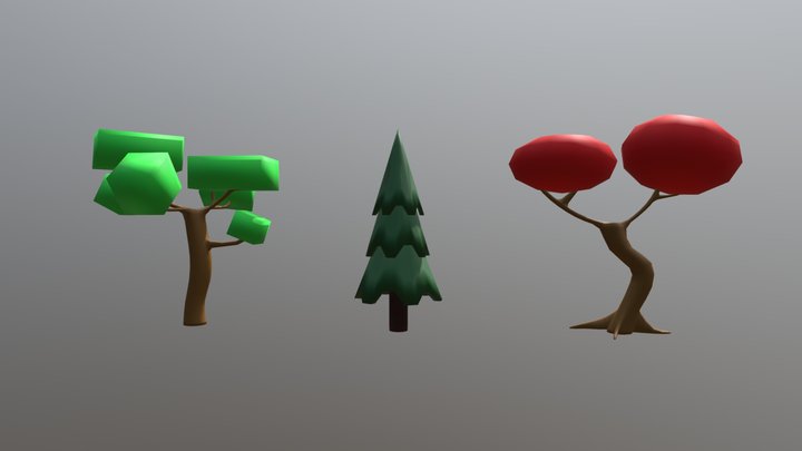 Tree Test Low Poly 3D Model