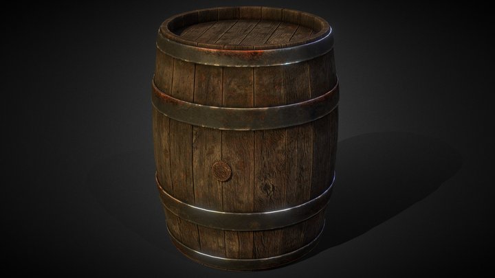 Wooden Barrel 002a 3D Model