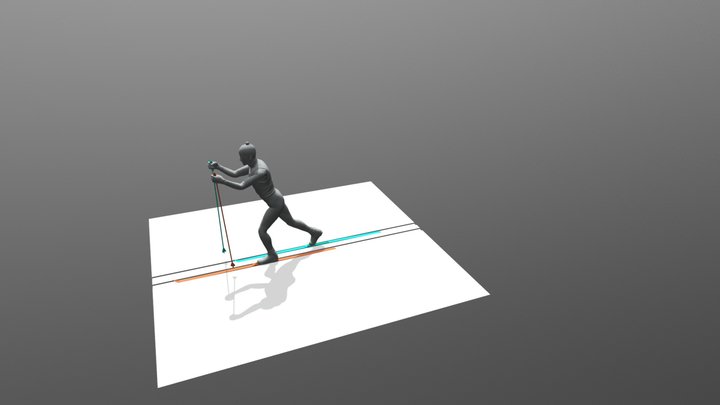 Ski, poling [Animated] 3D Model