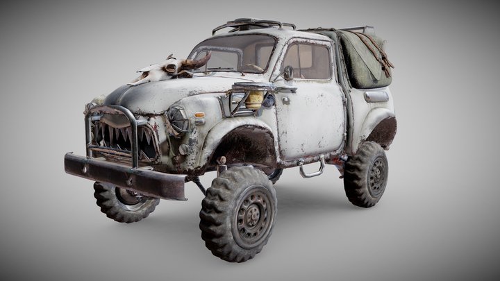 Post apocalypse battle car suv da1 3D Model