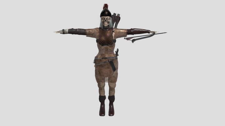 Medieval Female Skeleton Archer. 3D Model