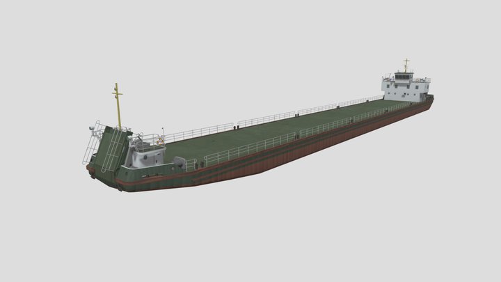 self-propelled ro-ro river barge 3D Model