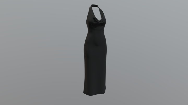 Black satin spaghetti strap dress