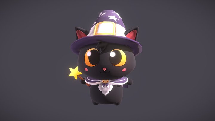 Chibi Cat Mage – Stylized 3D Character 3D Model
