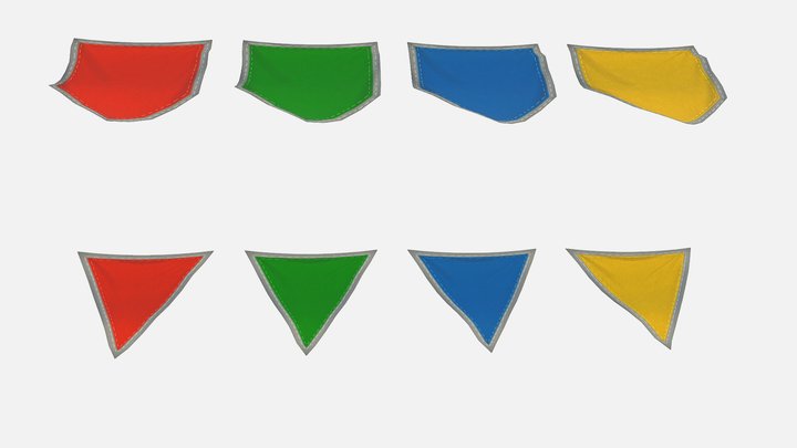 Low Poly Animated Pennant Flags 3D Model