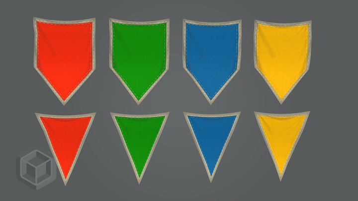 Low Poly Animated Pennant Flags 3D Model