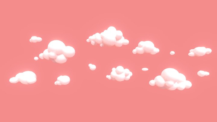 Clouds cartoon lowpoly - Pack 01 3D Model