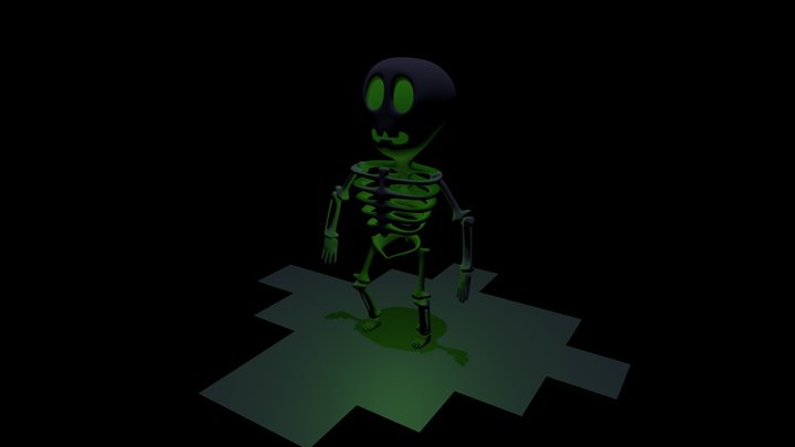 Frightened Skeleton 3D Model