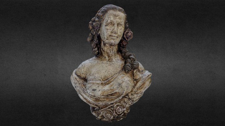 Classic Bust Statue of Woman with roses 3D Model