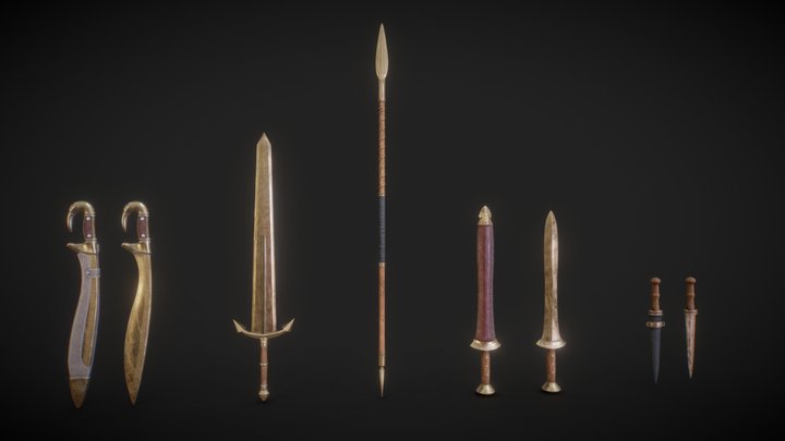 Greek Styled Weapons 3D Model