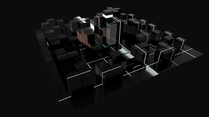 city future neon 3D Model