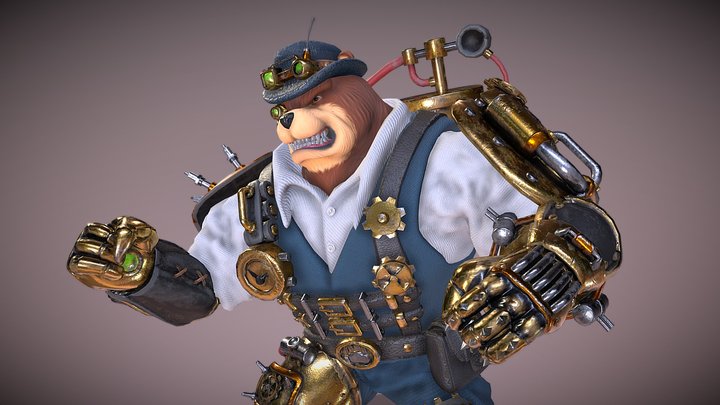 [RPG Animset] Steampunk Bear - Fight & Movement 3D Model
