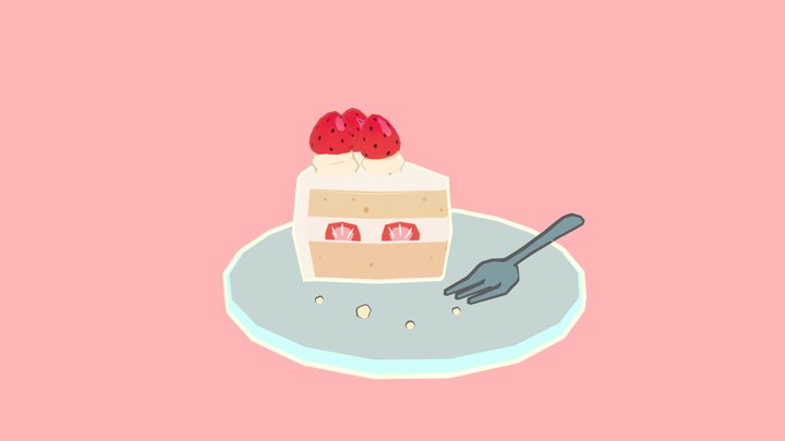 Strawberry Cream Cake 3D Model