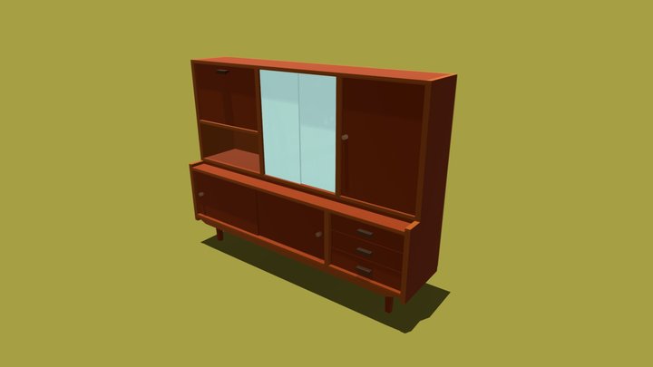 3D Low Poly Soviet Dresser 3D Model