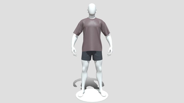 Shorts With Oversized - Tee 3D Model