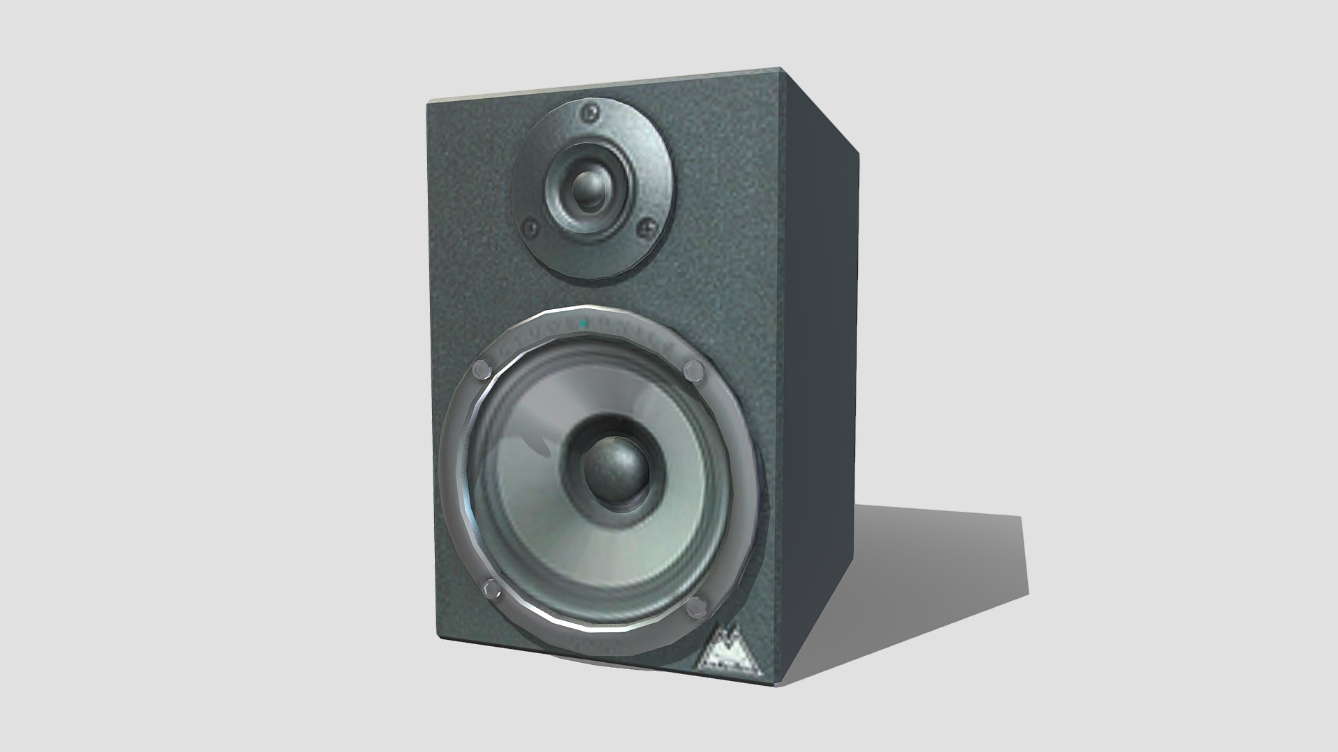 3D model Studiophile Speakers - This is a 3D model of the Studiophile Speakers. The 3D model is about a black speaker with a round lens.