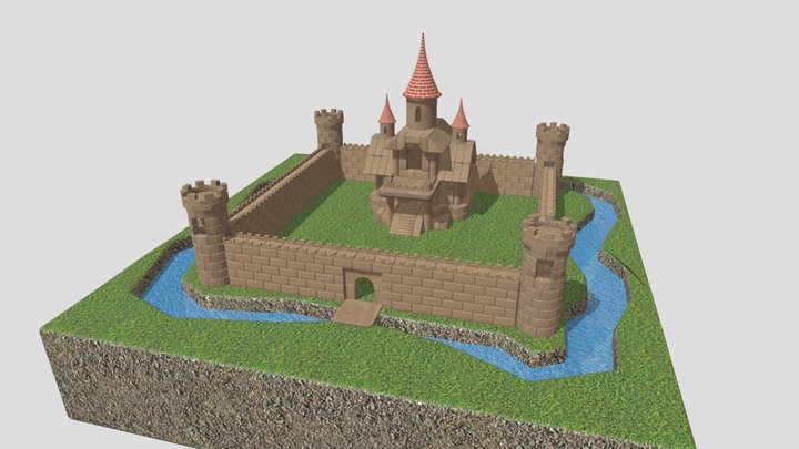 CGT 116 Wooden Block Castle Export 3D Model