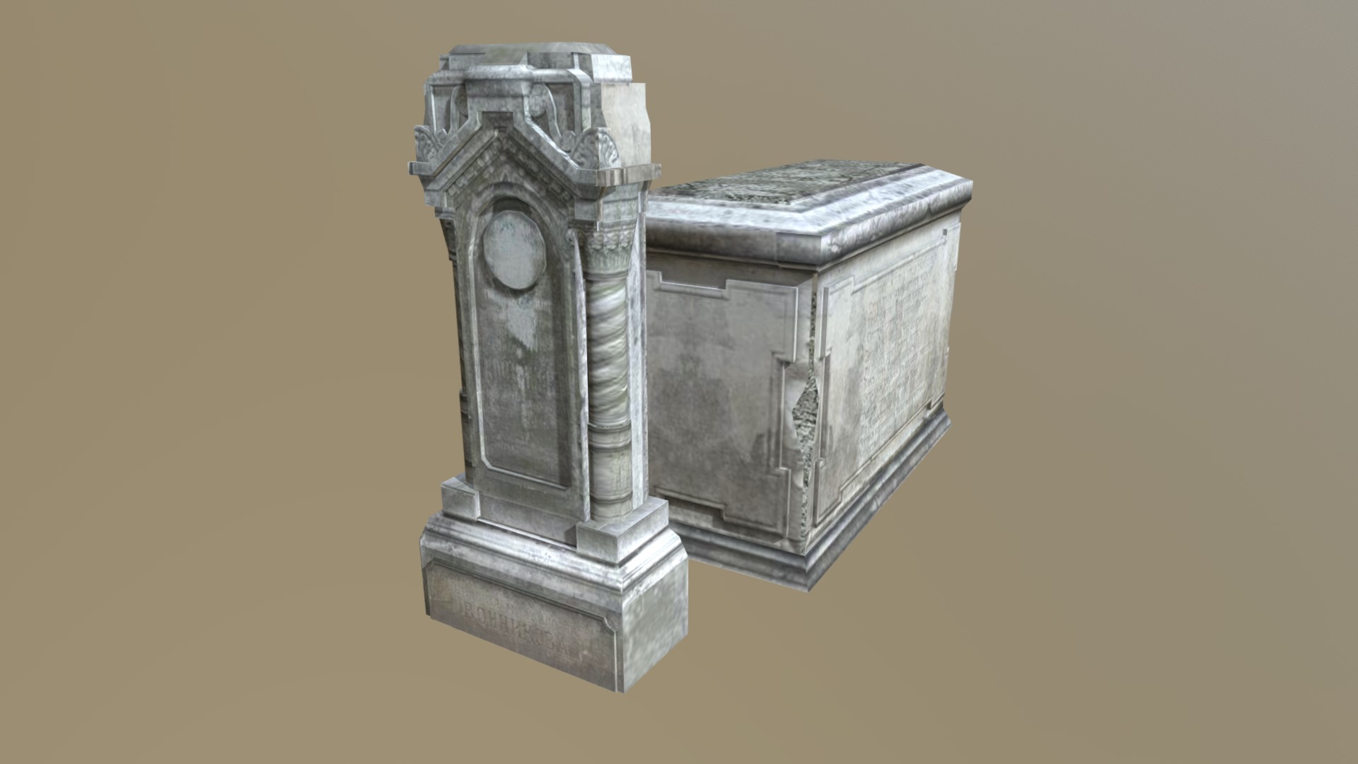 3D model Tombstone - This is a 3D model of the Tombstone. The 3D model is about a couple of stone boxes.