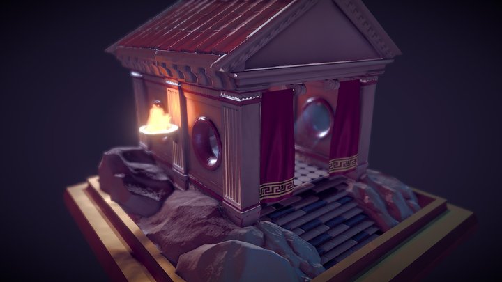 Temple At Night (Modular Kit) 02 3D Model