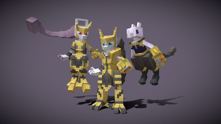 Thanos Mewtwo + Megas X/Y (Cobblemon) 3D Model