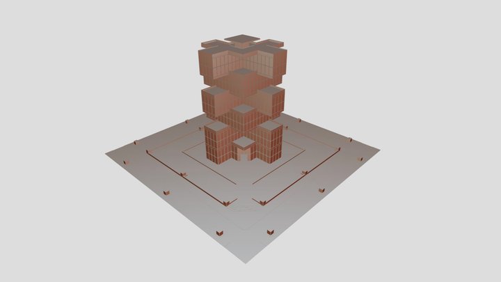 Building with large balconies. Rooftop pool - P4 3D Model