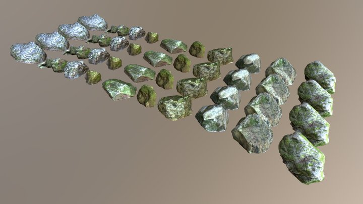 10 Mossy Rocks Pack 3D Model