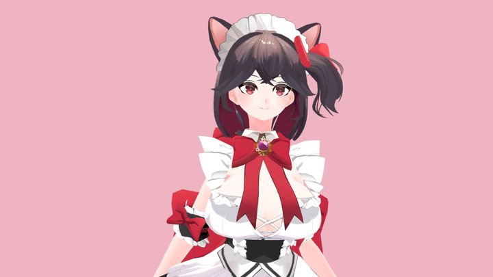 Anime cat girl, maid uniform "Miko" 3D Model