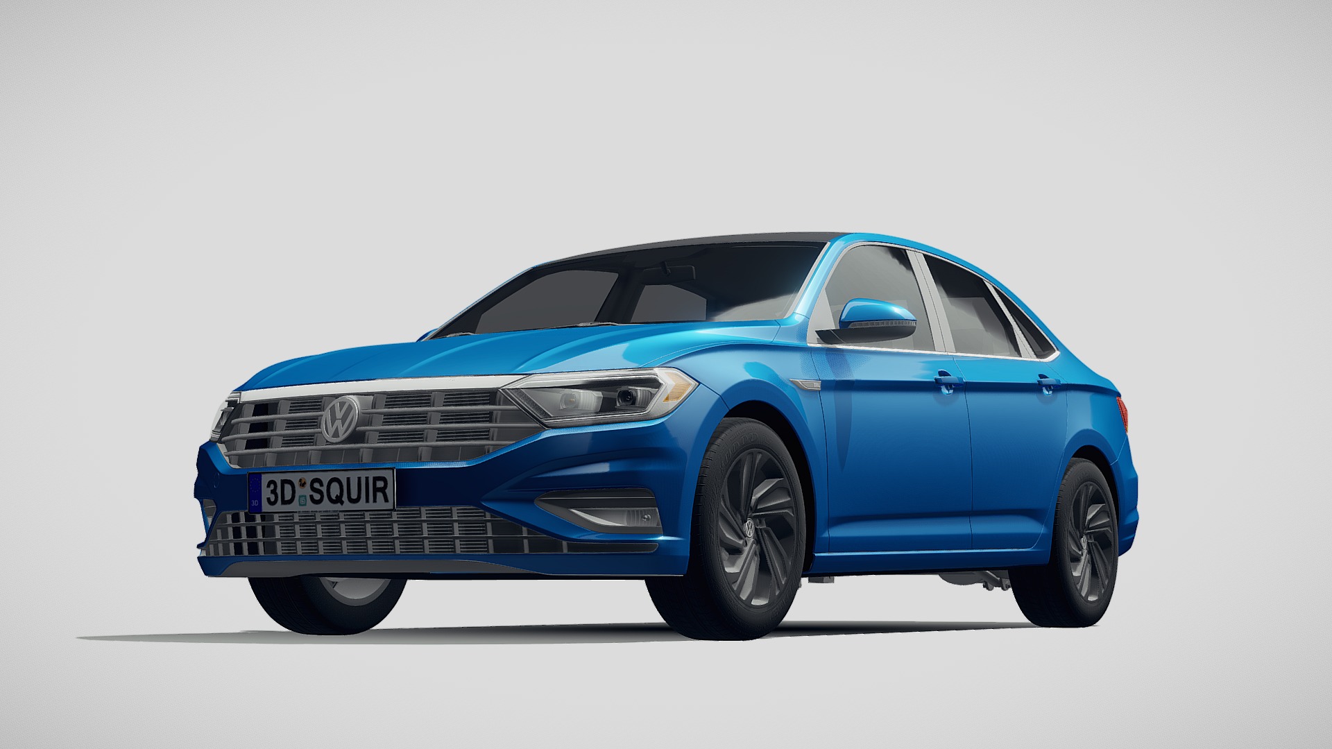 3D model Volkswagen Jetta 2019 - This is a 3D model of the Volkswagen Jetta 2019. The 3D model is about a blue car with a white background.