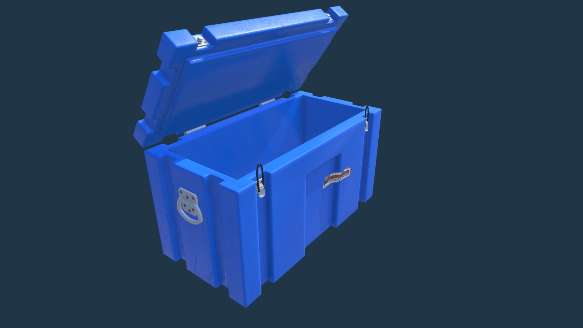 3D model Plastic Fishing Esky - This is a 3D model of the Plastic Fishing Esky. The 3D model is about a blue box with a white box.