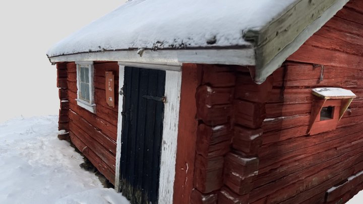 Old summer cabin in the snow 3D Model