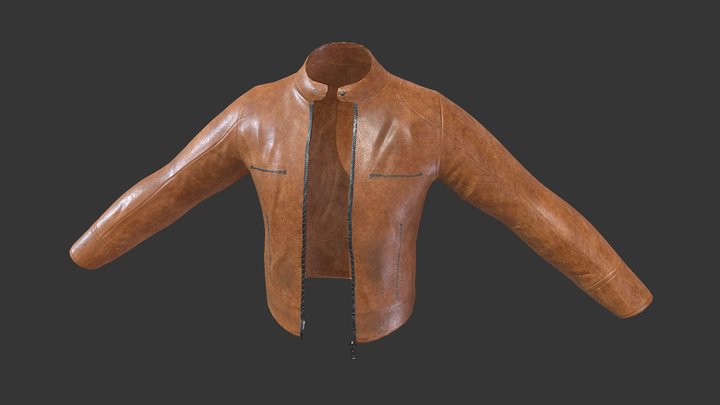 Brown Leather Jacket 3D Model