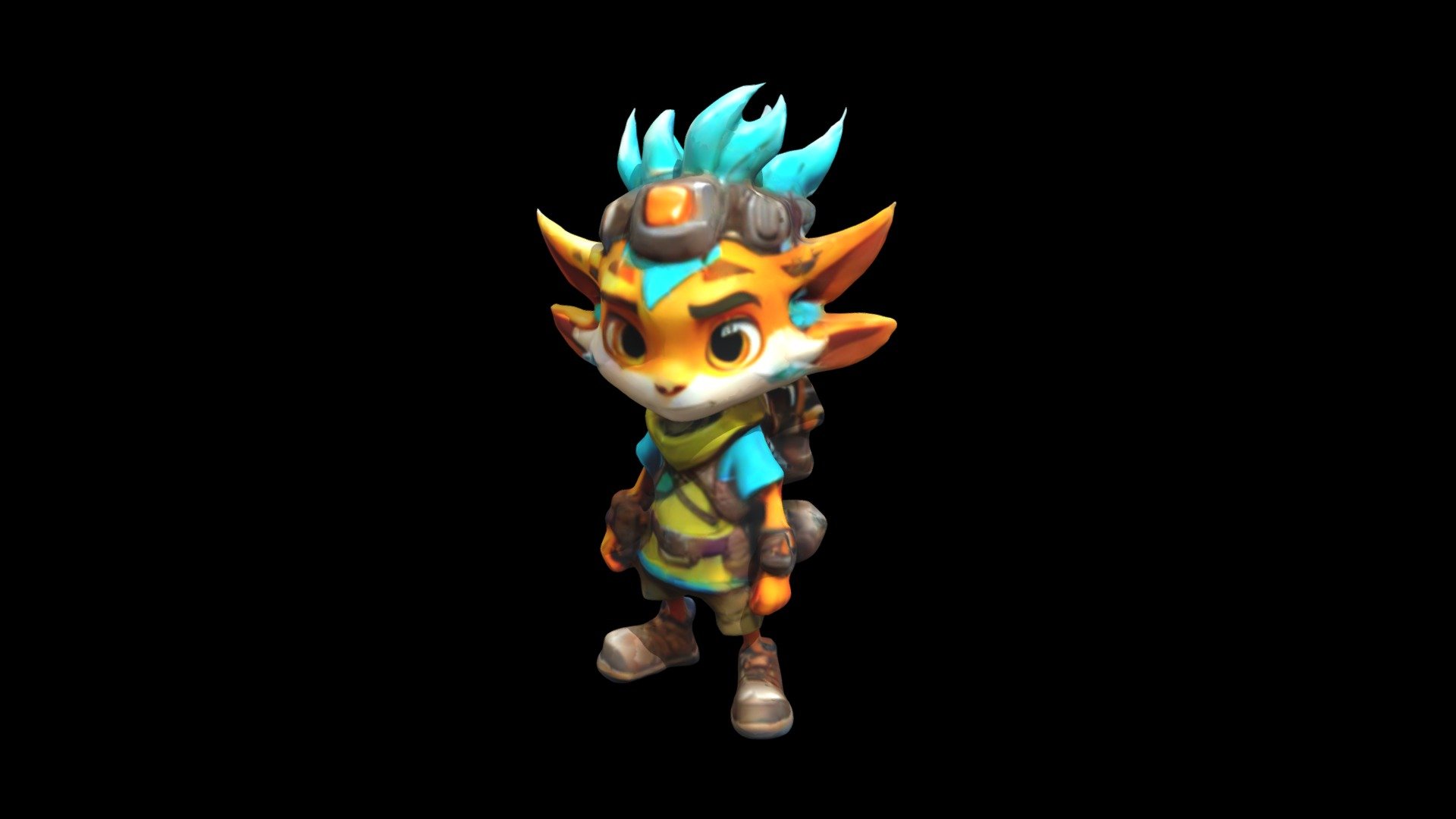 a cartoon character with blue hair and a back - Download Free 3D model ...