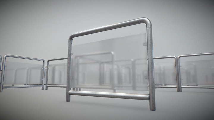 Metal Railing With Matt Glass 3D Model