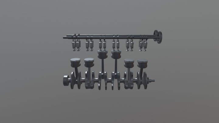 6 Cylinder Engine 3D Model