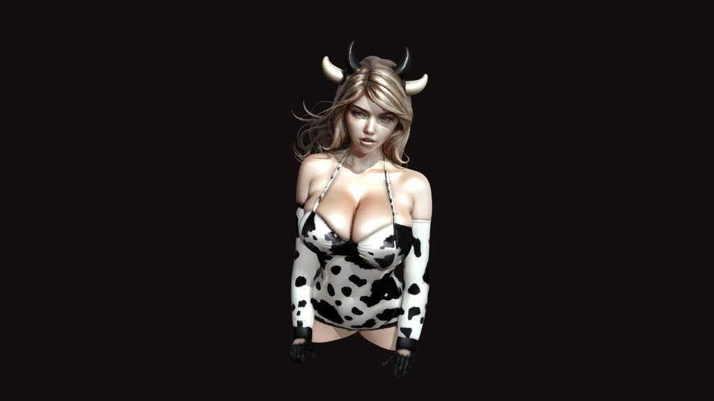 Cowprint Goddess with Horns