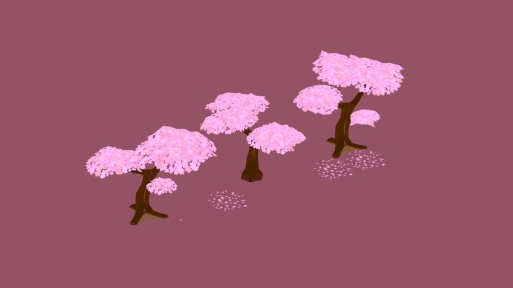 Sakura Tree Bundle Asset 3D Model