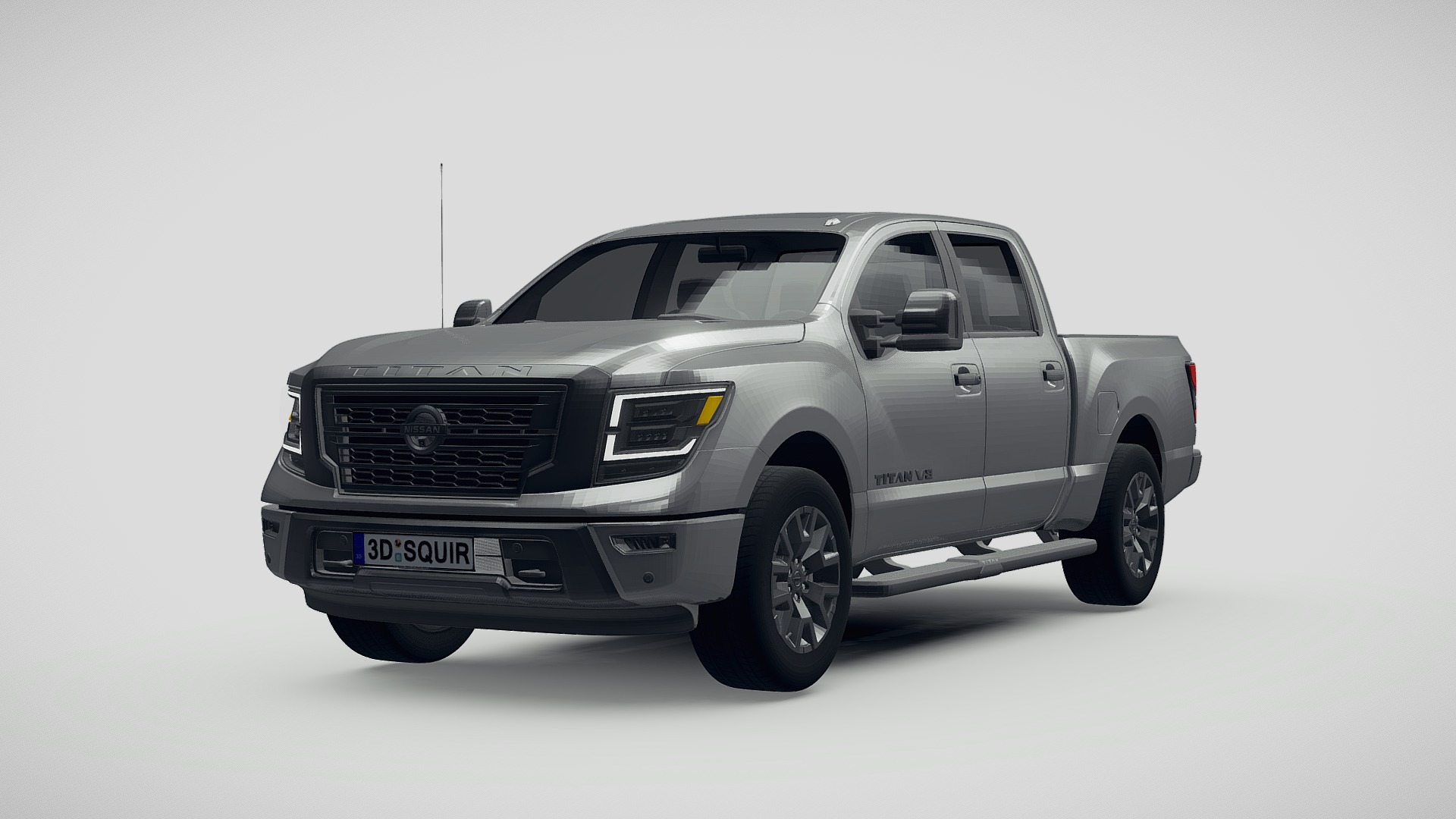 3D model Nissan Titan 2020 - This is a 3D model of the Nissan Titan 2020. The 3D model is about a silver truck with a black top.