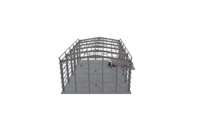 Projeto Estrutural de Galpão Metálico 3D Model