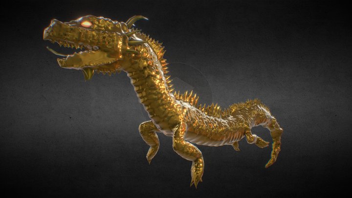 Golden Chinese Dragon Sculpture – Kostenloses 3D-Modell STL