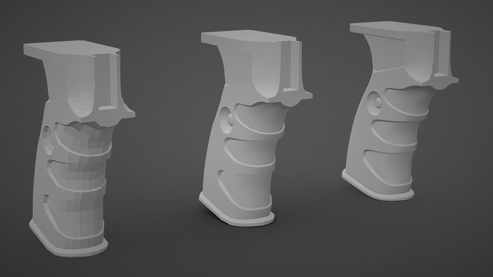 AK 12 pistol Grip | SubD base 3D Model